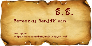 Bereszky Benjámin névjegykártya